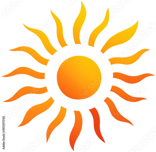sun icon with wavy orange a...