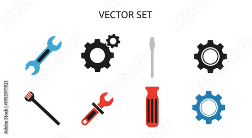 Set of colorful repair tools icons.