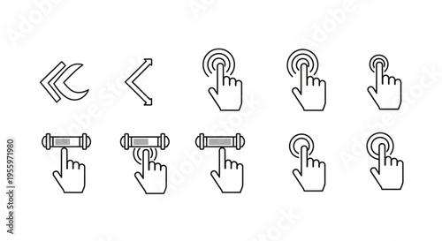 Computer mouse cursor hand icons clicking.