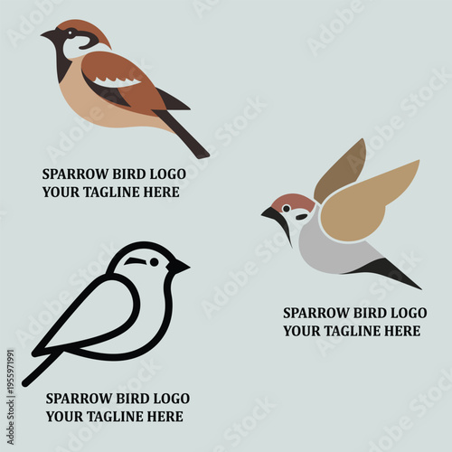 Title: Minimal Sparrow Bird Logo Modern Branding Vector