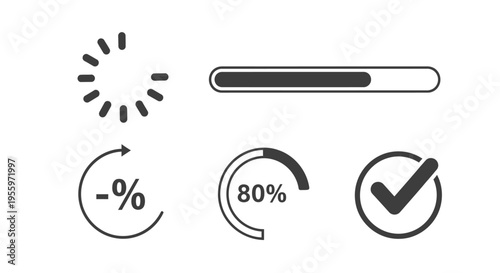 Loading Progress Indicators Icons Set.