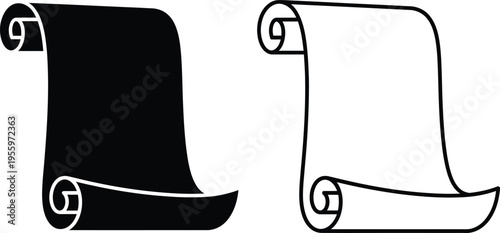 Black and white scrolls side by side Vector