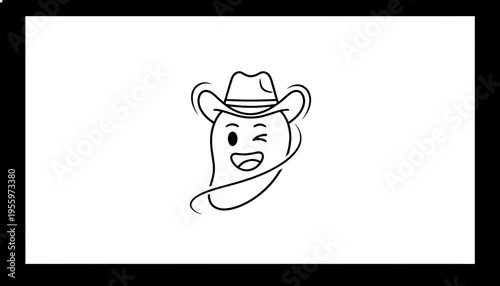 Cute Mango Character with Cowboy Hat Winking, Cartoon Style