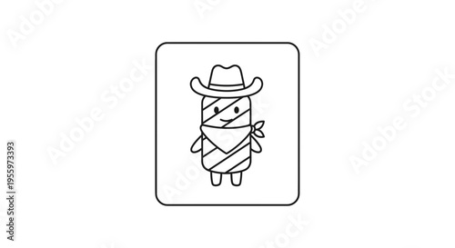 Cute Mummy Cowboy Character Icon