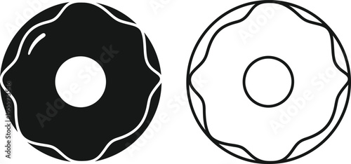 Black and white donut shapes with holes Vector