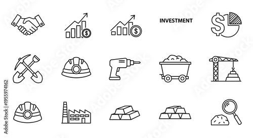 Construction Industry Investment Icons Set.