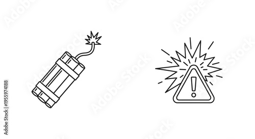 Danger explosive bomb and warning sign.