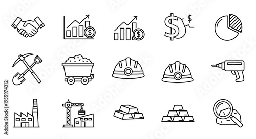 Mining Industry Icons and Symbols.