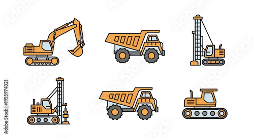 Heavy construction vehicles and machinery.