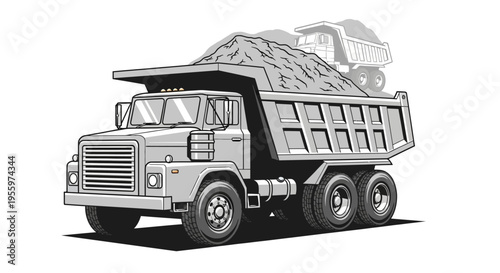 Large Dump Truck Carrying Heavy Load.