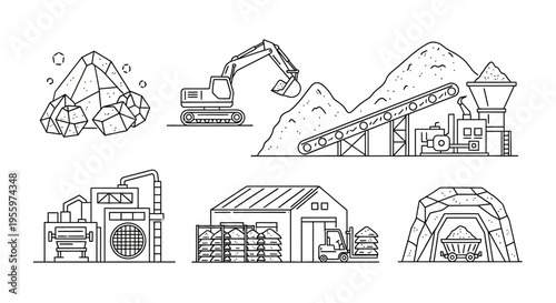 Mining industry equipment and structures.