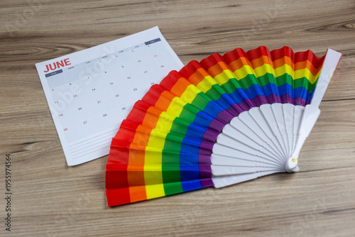 Photos LGBT Pride Hand Fan with June Calendar
