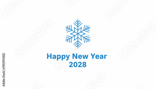 Happy New Year 2028 Snowflake Greeting Card