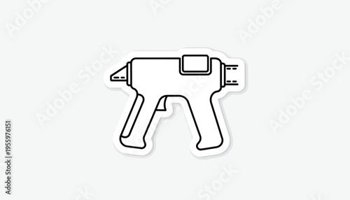 Hot Glue Gun Icon Sticker, Crafting Tool, DIY Supplies, Vector Illustration