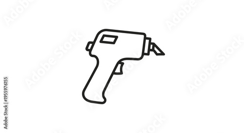 Hot Glue Gun Icon, Simple Line Art, Craft Tool, DIY Project Symbol