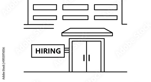 Hiring Sign on Building Entrance - Recruitment and Job Opportunity Concept
