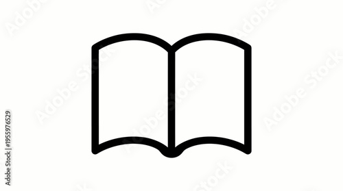 A simple black outline icon depicting an open book with two blank pages, symbolizing knowledge, reading, and education.
