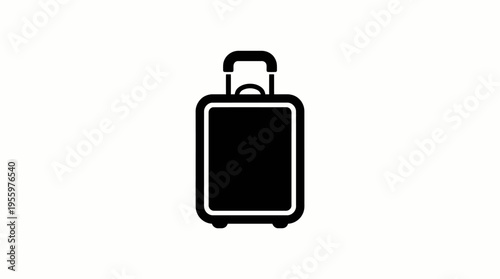 Simple black silhouette icon of a travel suitcase with a handle on a white background.