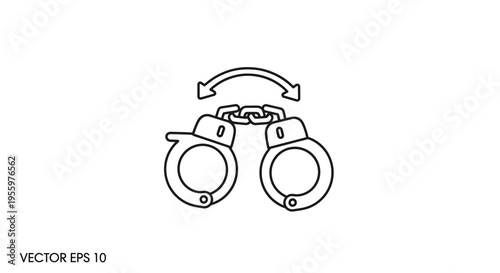 Handcuffs Icon, Police Arrest Symbol, Justice and Law Enforcement Concept, Vector Illustration
