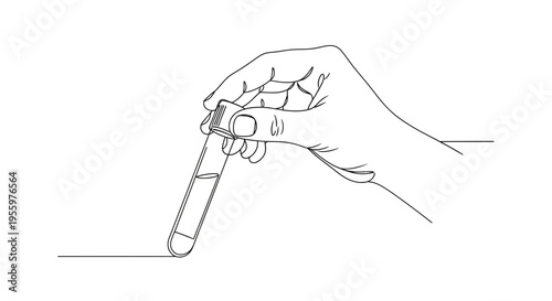 Hand holding test tube with liquid, medical research, science experiment, laboratory, close-up