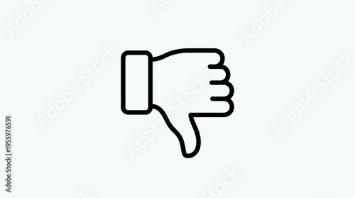 Simple black outline icon of a hand showing a thumbs down gesture on a plain white background.