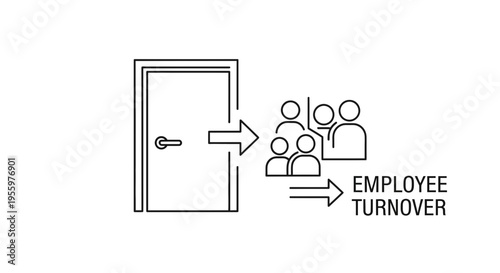 Employee Turnover Concept: People Leaving Through Door, Business Concept