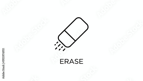 Eraser Icon Symbol with Motion Lines, Erase Text, Clean Delete Concept