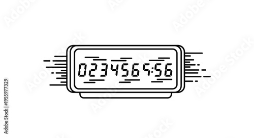 Digital Clock Displaying Time with Speed Lines
