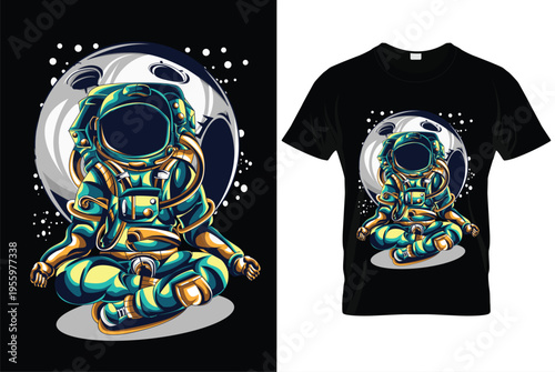 Meditating Astronaut in Space Vector Illustration for Zen Streetwear Design