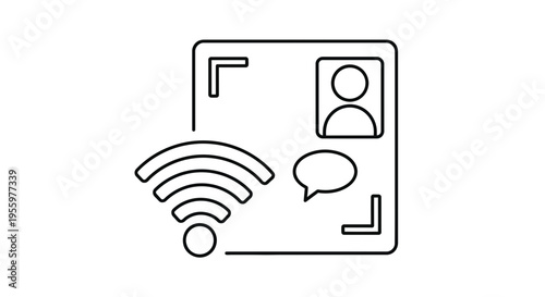 Digital ID Card with Wi-Fi Signal and Chat Bubble Icon, Online Authentication Concept