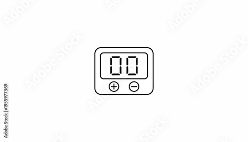 Digital Timer Icon, Countdown Clock, Stopwatch Symbol, Time Management Concept