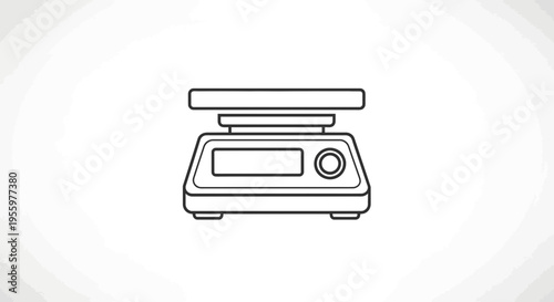Digital Weighing Scale Icon, Electronic Balance, Measurement Tool, Simple Line Art