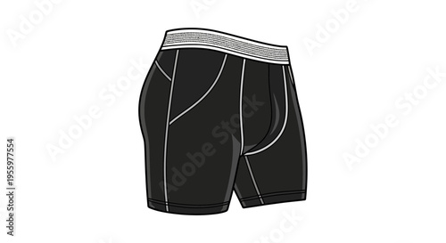 Black Mens Boxer Briefs Underwear Fashion Design Sketch