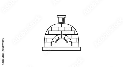 Brick Pizza Oven Icon, Outdoor Cooking, Rustic Italian Cuisine Symbol