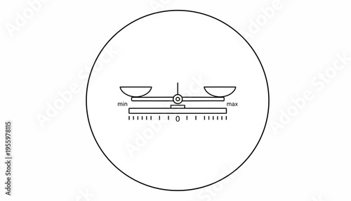 Balance Scale Icon with Min Max Indicators and Measurement Marks