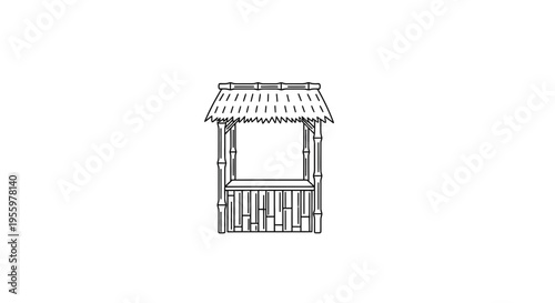 Bamboo Gazebo Outline Icon - Tropical Hut Structure, Outdoor Shelter, Garden Pavilion