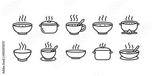 Soup Line Icon Set