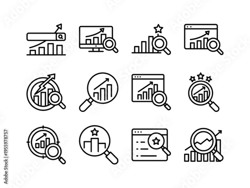 Search Rank Line Icon Set