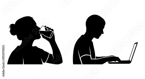Contrast between modern communication and traditional work habits in daily life Vector, illustration