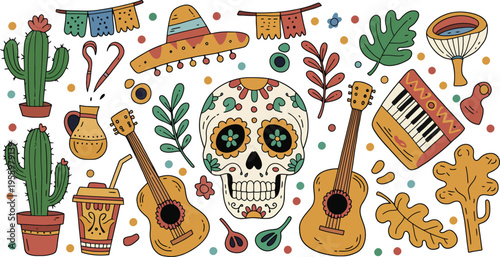 Watercolor dia de muertos skulls