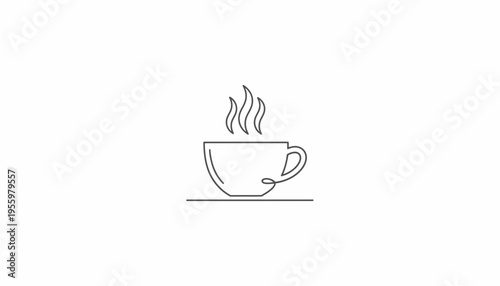 Steaming Coffee Cup Line Art Icon, Hot Beverage, Morning Drink, Minimalist Design