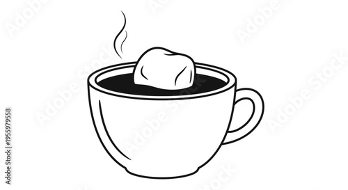 Steaming Hot Coffee Cup with Ice Cube Melting, Refreshing Cold Brew Concept