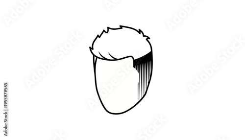 Stylized Male Haircut, Modern Short Hairstyle, Minimalist Line Art