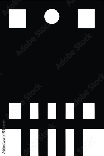 a voltage regulator ic with pins silhouette vector illustration on transparent background
