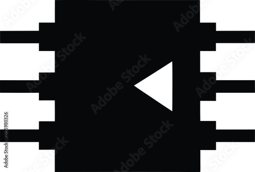 a voltage reference with output pin silhouette vector illustration on transparent background