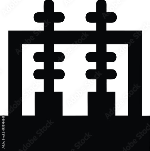 a transformer with core and windings silhouette vector illustration on transparent background