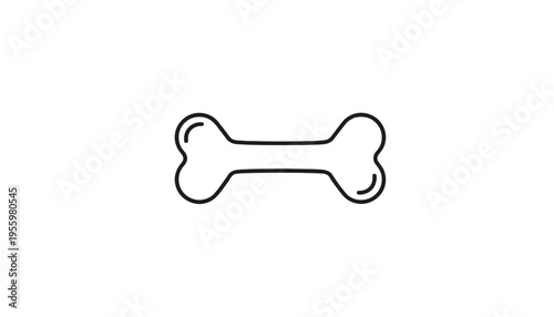 Simple Line Drawing of a Dog Bone Icon on White Background