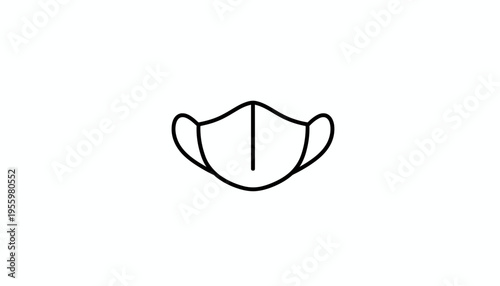 Simple line drawing of a face mask, isolated on white background. Covid protection icon.