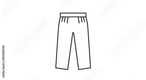 Simple Line Drawing of Casual Trousers with Elastic Waistband