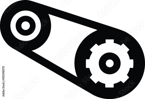 a serpentine belt with pulleys partial loop silhouette vector illustration on transparent background